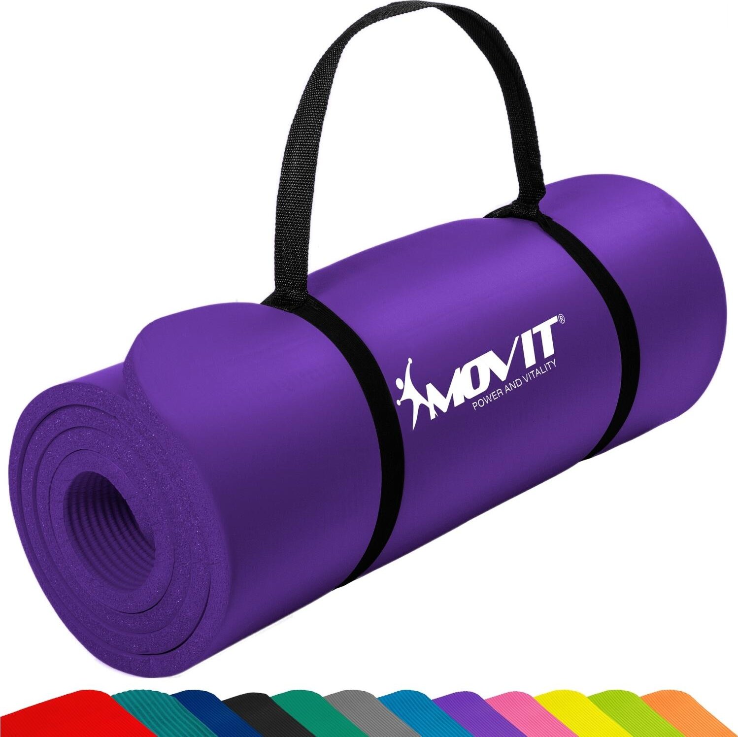 MOVIT MOVIT podložka na jógu 190 x 100 x 1,5 cm, NBR pěna, fialová 190cm BÍLÁ|FIALOVÁ