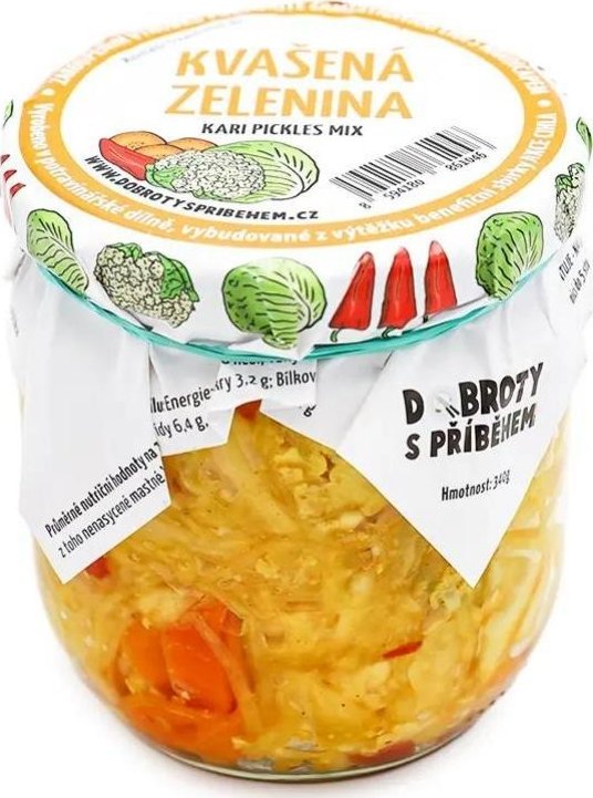 Kvašená zelenina PICKLES - KVĚTÁK, ZELÍ, MRKEV, PAPRIKA, ŘEDKEV na Kari 340g | DOBROTYSPRIBEHEM.CZ