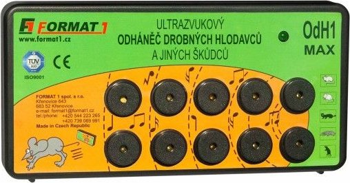 Format 1 Slyšitelný ultrazvukový odpuzovač myší, kun a potkanů a krys OdH1 MAX s adaptérem