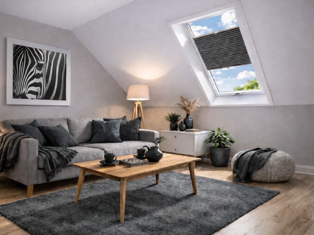 ZEBRA-SHOP PLISSÉ PRO STŘEŠNÍ OKNO VELUX MK 06 / TM. ŠEDÁ PM05 / profil BÍLÝ / SKLADEM