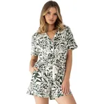 Dámské rozepínací pyžamo SENSIS KAYLEE khaki-ecru XS 0