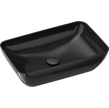 Umyvadlo Ravak Umyvadlo na desku Uni 50x31 cm černá lesk bez otvoru pro baterii, bez přepadu XJX03150000