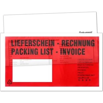 Obálka Samolep.kapsy na zásilky-DL,průhl.+červená,1000 ks - VÝPRODEJ