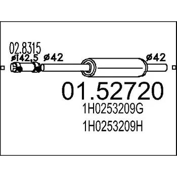 Výfukový systém Střední tlumič výfuku MTS 01.52720
