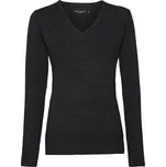 Svetr dámský pletený Russel V-Neck - tmavě šedý, XXL