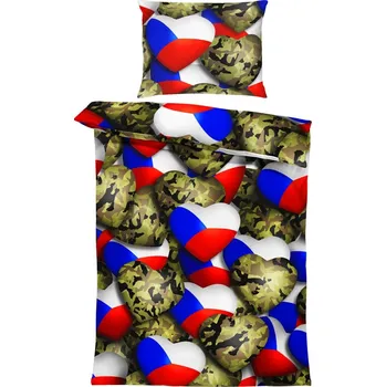 Povlečení Povlečení maskáčové pro jedno lůžko Impar Srdce - český vzor, 140x200 + 70x90