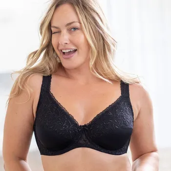 Podprsenka Sada 2 zmenšujících podprsenek z mikrovlákna a vyšívaného tylu, s kosticemi bílá+černá 105D