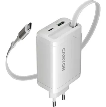 Adaptér k notebooku Canyon OnCharge 65RC White, USB-C, 65W PD, QC, EU (CNS-CURC65ACW) bílý