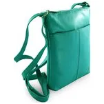 Kožená zipová minikabelka Arwel 3013­ - světle modrá