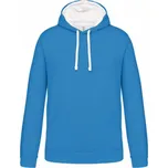 Mikina unisex Kariban s kontrastní kapucí - středně modrá-bílá, XS