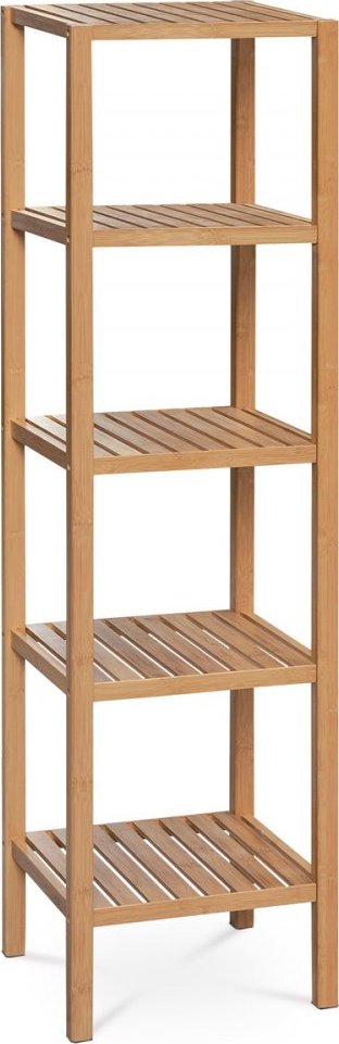 Regál, 5 polic, masiv bambus, přírodní odstín, nosnost 15 kg Autronic