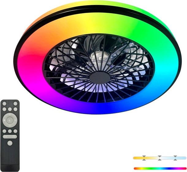 Stropní LED svítidlo s ventilátorem VENTELUX 48W+15W 3CCT+RGB