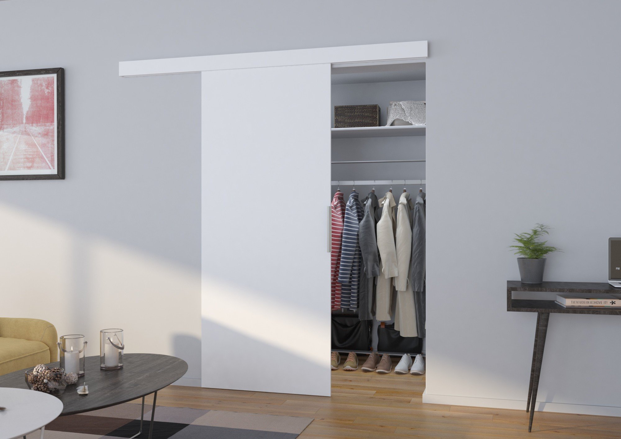 Nábytek PEGAS s.r.o. Posuvné nástěnné dveře PIXI 96 White