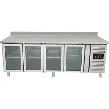 DASgastro Chladicí stůl se 4 skleněnými dvířky a zadním lemem
