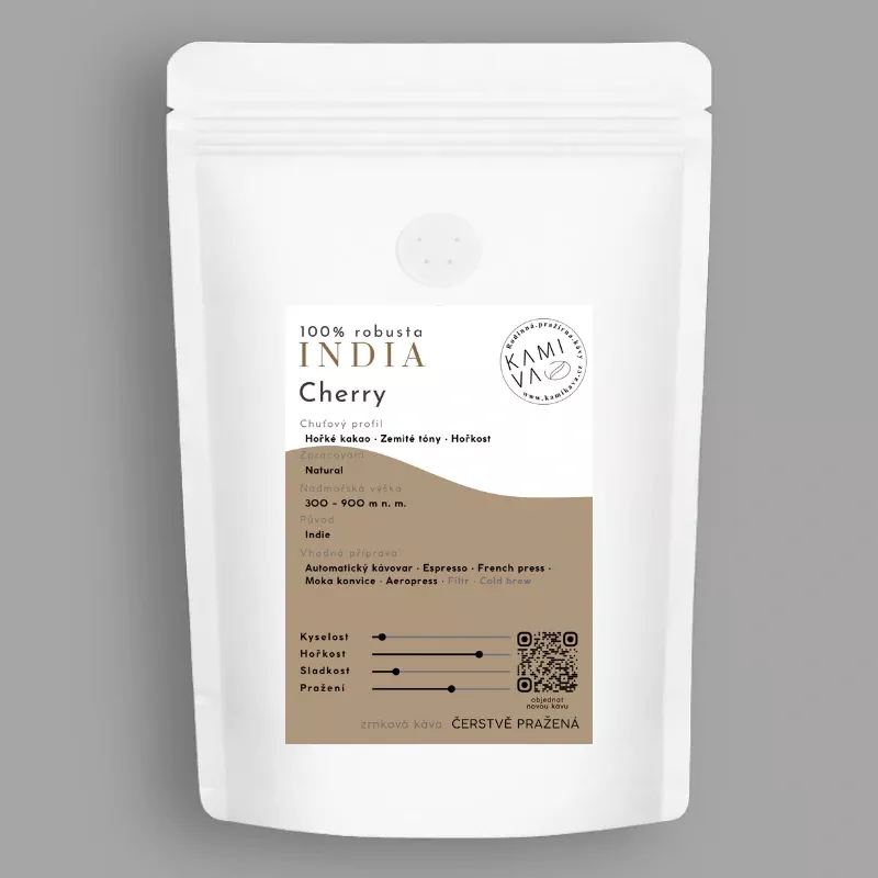 Kamikava India Cherry 250 g – zrnková káva 100% robusta