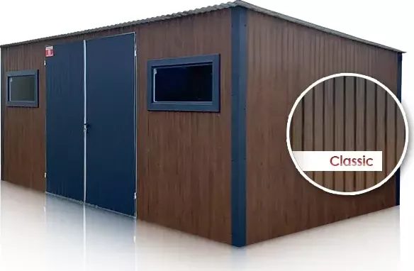Plechová garáž, sklad, zahradní domek 5x3 m, dvoukřídlá vrata, okna