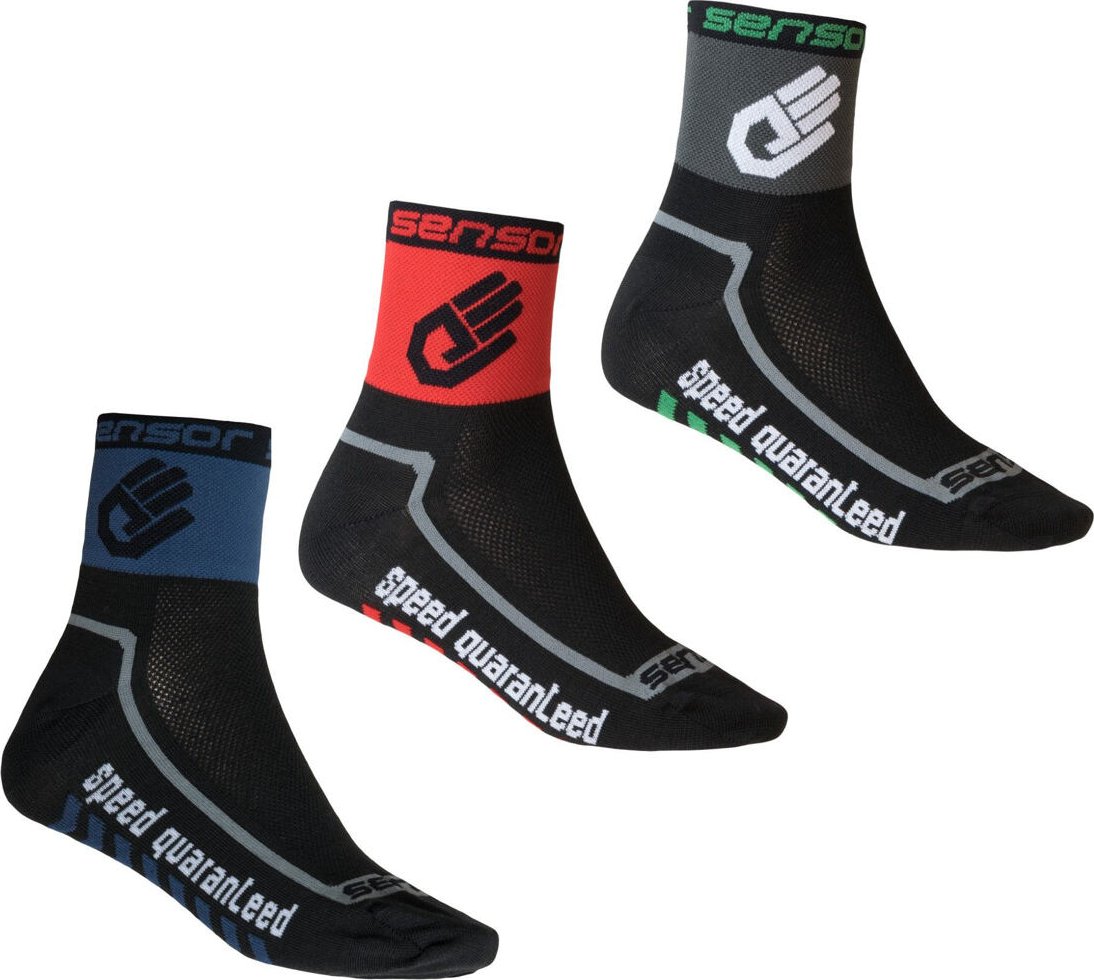 SENSOR PONOŽKY 3-PACK RACE LITE HAND černá, červená, tm.modrá velikost 3/5
