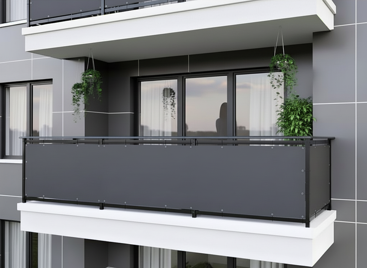 Balkonová zástěna OSLO grafitová, výška 90 cm, šířka různé rozměry MyBestHome Rozměr: 90x300 cm rozteč 50 cm