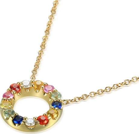 Gems, Náhrdelník Valencia, žluté zlato s brilianty a barevnými safíry, délka 45 cm, 585-38-5-4182.0Z00.0.45.HSI.602.32