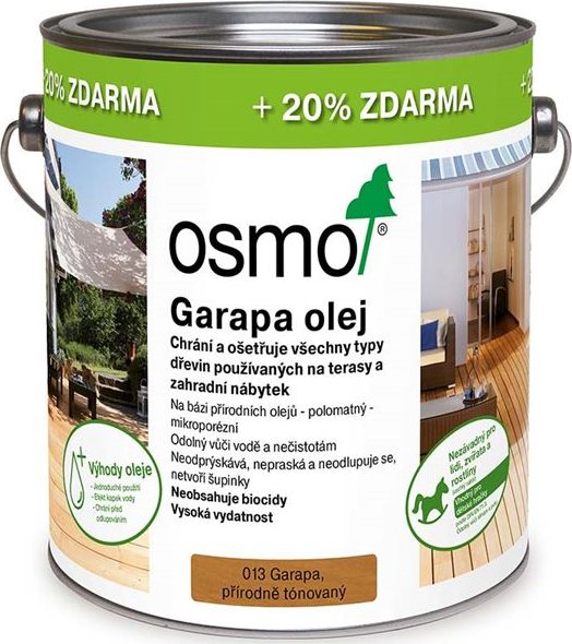 Terasový olej akce 3 l za cenu 2,5 l 013 Garapa olej přírodně tónovaný 3 l