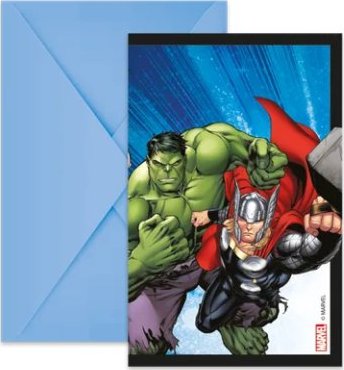 Pozvánky a obálky EKO "Avengers (Evergreen)", 6ks
