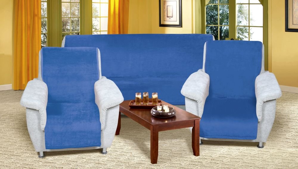 Kvalitex Přehoz na sedací soupravu Micro 3+1+1 modrý1ks 150 x 200 cm, 2 ks 65 x 150cm