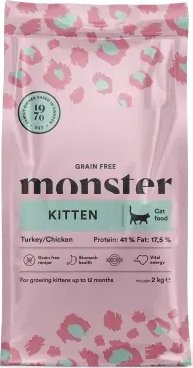 Granule pro koťata s krůtou a kuřetem Grain Free Monster Cat