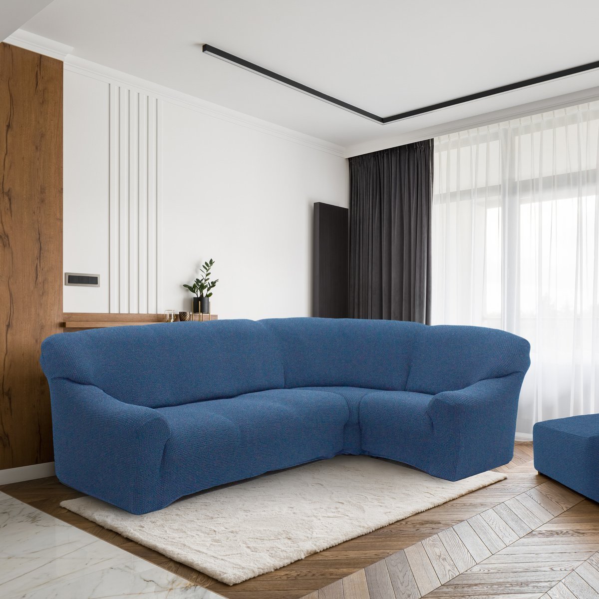 DekorTextil Potah multielastický na rohovu sedačku Denia - modrý