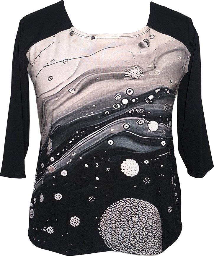 Tričko/halenka s 3/4 rukavy Slonová kost/Bordó M/L 95vlny/5%Lycra