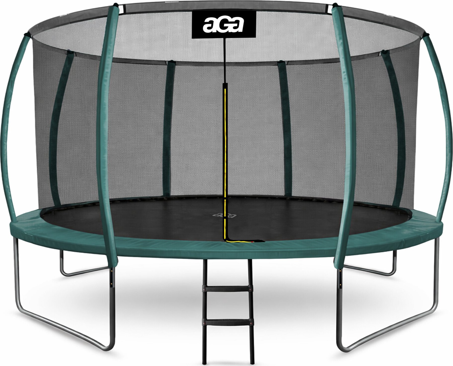 Aga SPORT EXCLUSIVE Trampolína 366 cm Tmavě zelená + ochranná síť + žebřík