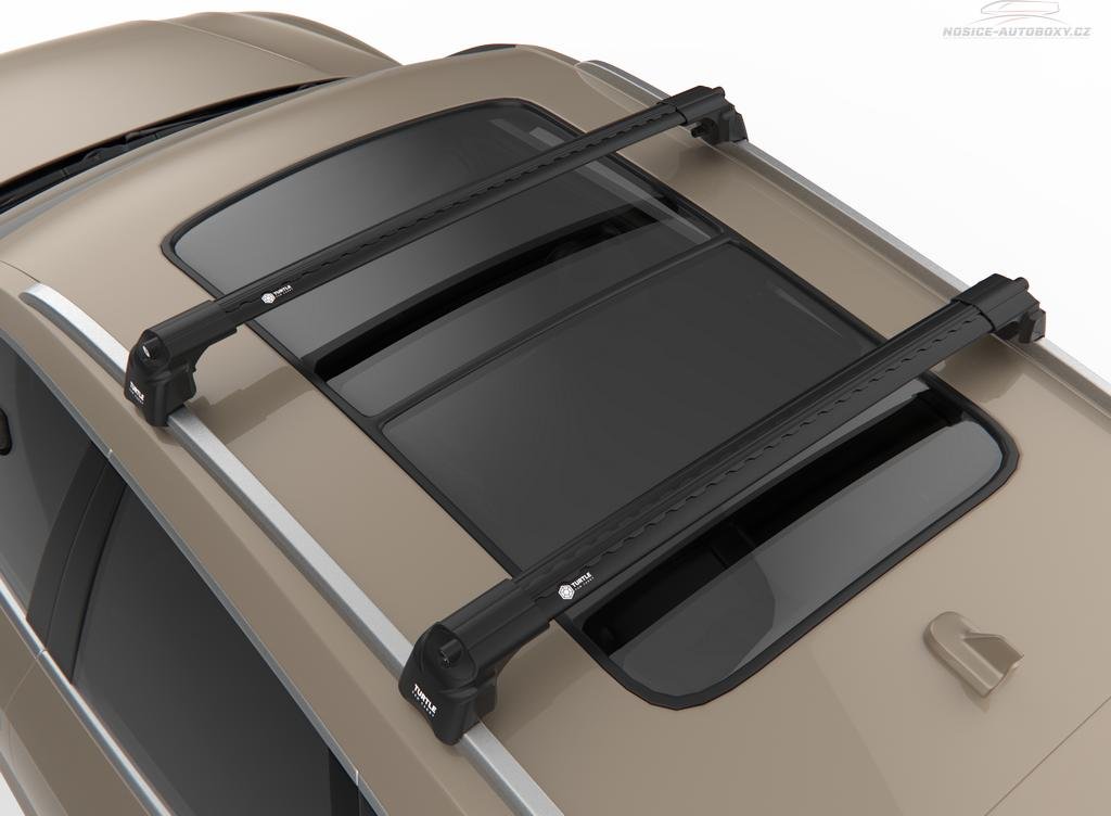 Příčníky Turtle Kia XCeed 2020-2026 integrované podélníky, černé tyče (Turtle Air-2 černé aerodynamické tyče)