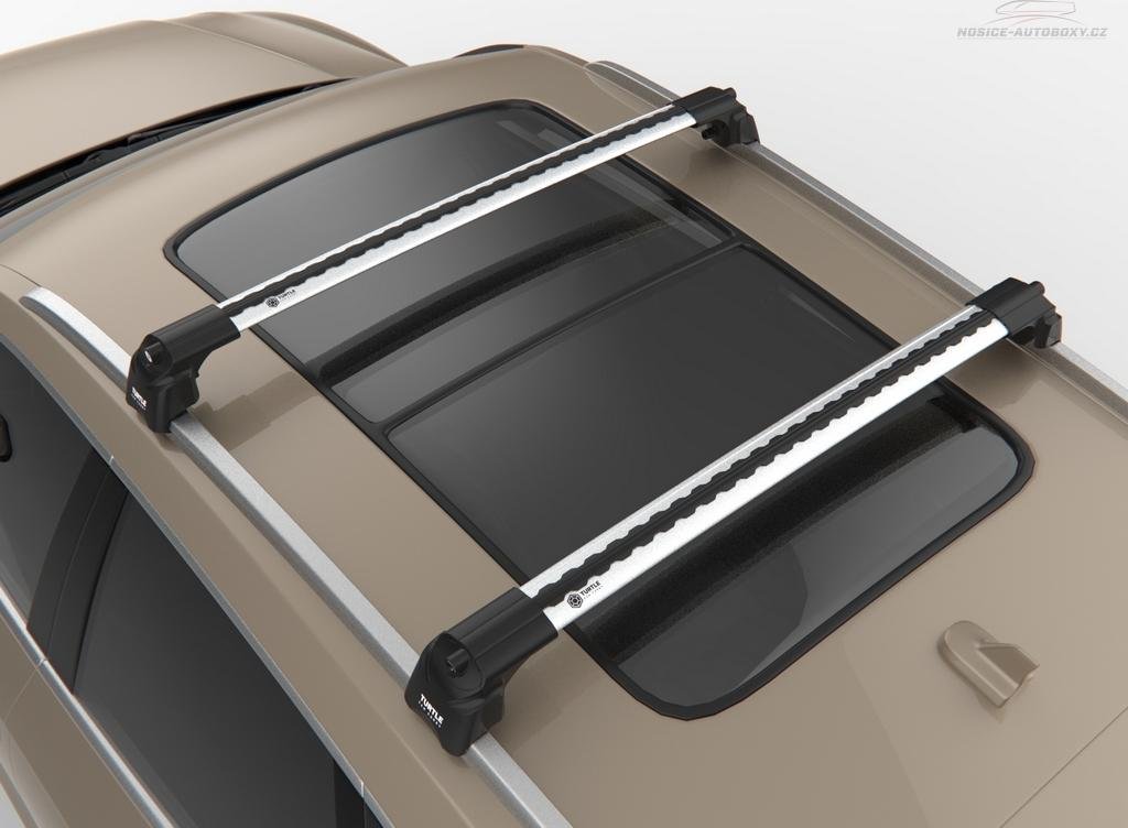 Příčníky Turtle Hyundai Tucson 2015-2020 integrované podélníky, stříbrné tyče (Turtle Air-2 stříbrné aerodynamické tyče)