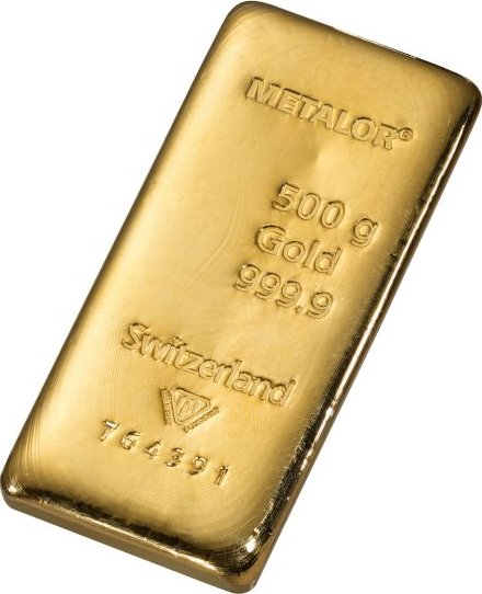 500g investiční zlatý slitek | Metalor - Litý