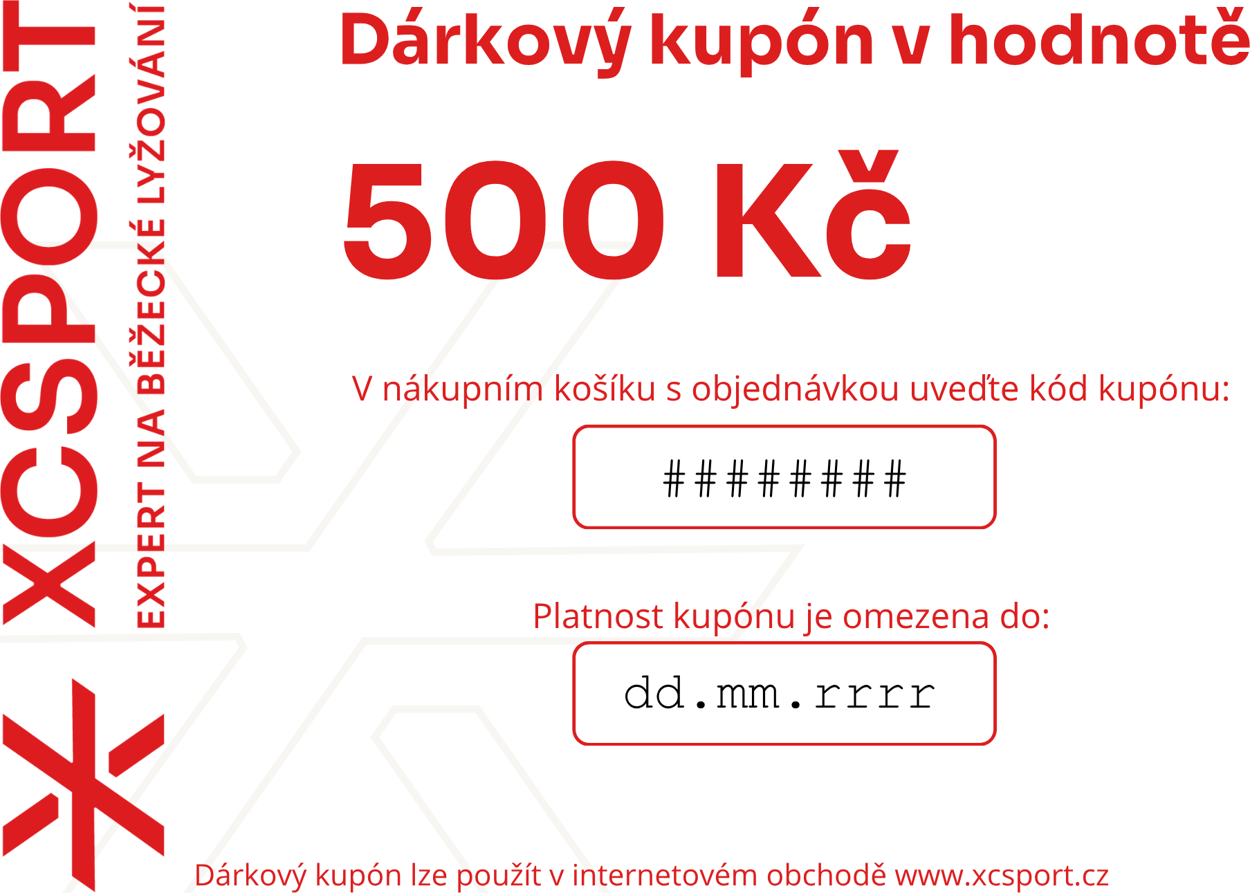 XCSPORT Dárkový poukaz, 500 Kč