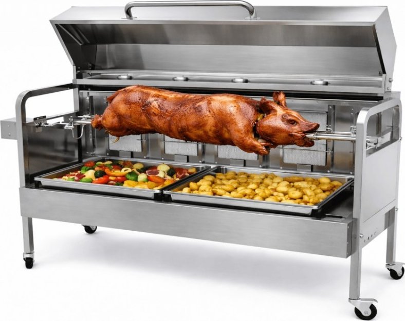 Plynový gril na sele s otočným rožněm UG Grill (do 25 kg) + Doprava Zdarma