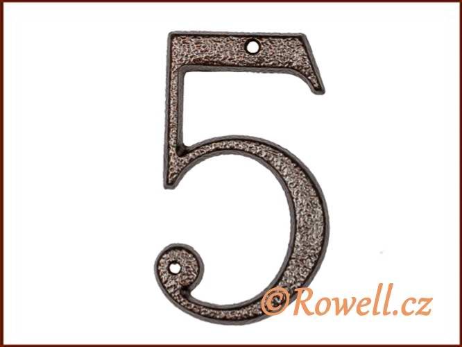 C3. Číslice 120mm komaxit měď '5' (Domovní znak 5 v provedení komaxit vhodný pro čitelné označení vstupu.)