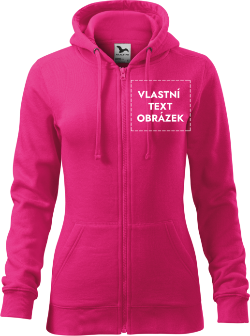 MALFINI Malfini Trendy Zipper 411 dámská mikina s vlastním potiskem růžová, M