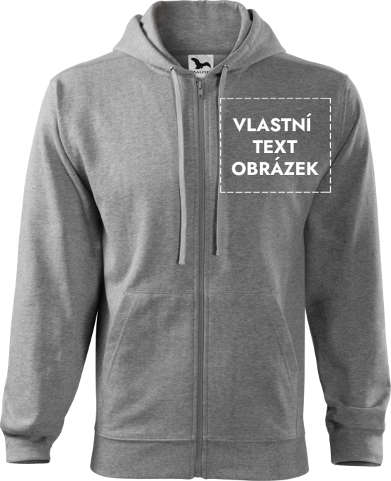 MALFINI Malfiny Trendy Zipper 410 pánská mikina s vlastním s vlastním potiskem tmavě šedý melír, M