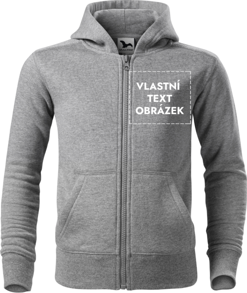 MALFINI Malfini Trendy Zipper 412 dětská mikina s vlastním potiskem tmavě šedý melír, 146 cm / 10 let