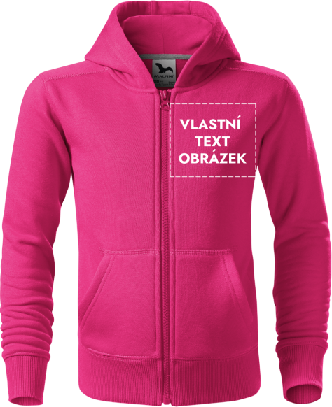 MALFINI Malfini Trendy Zipper 412 dětská mikina s vlastním potiskem růžová, 158 cm / 12 let