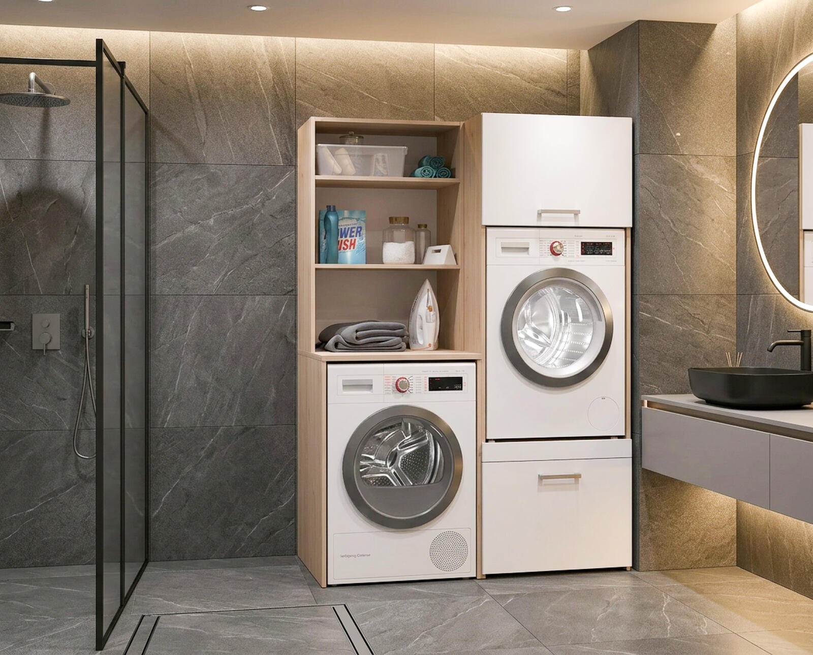 Skříň na pračku, sušičku s nástavcem Laundry