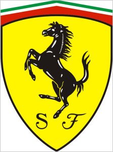 Samolepka na auto Ferrari znak barevný (59,1 x 80) PRAHA, BRNO, OSTRAVA, PLZEŇ, LIBEREC, OLOMOUC, ÚSTÍ NAD LABEM, HRADEC KRÁLOVÉ, ČESKÉ BUDĚJOVICE, PARDUBICE