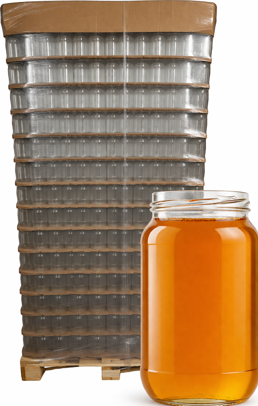 Paleta zavařovací sklenice 720 ml FRANKO TO 82 na med | Zavarovacisklo.cz PALETA/počet ks na paletě: 1430