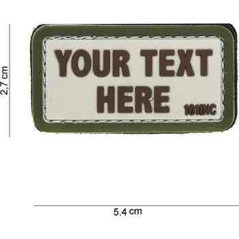 Gumová nášivka 101 Inc nápis Your Text Here - béžová