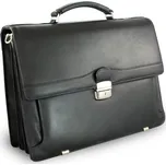 Kožená aktovka Arwel se čtyřmi vnitřními přihrádkami - černá