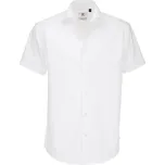 Pánská elastická popelínová košile B&C Black Tie s krátkým rukávem - bílá, M