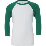 Tričko Bella Triblend Baseball 3/4 - bílé-zelené, XXL
