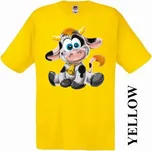 levné-dětské-bavlnene-tričko-potisk-kravička Barva: Yellow - žlutá, velikost: 128