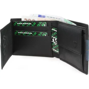 Peněženka Pánská kožená peněženka Arwel 1331­ - černá-modrá
