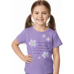 DÍVČÍ BAVLNĚNÉ TRIČKO S KYTIČKAMI NOVINKA Barva: Fialková, Velikost: 146